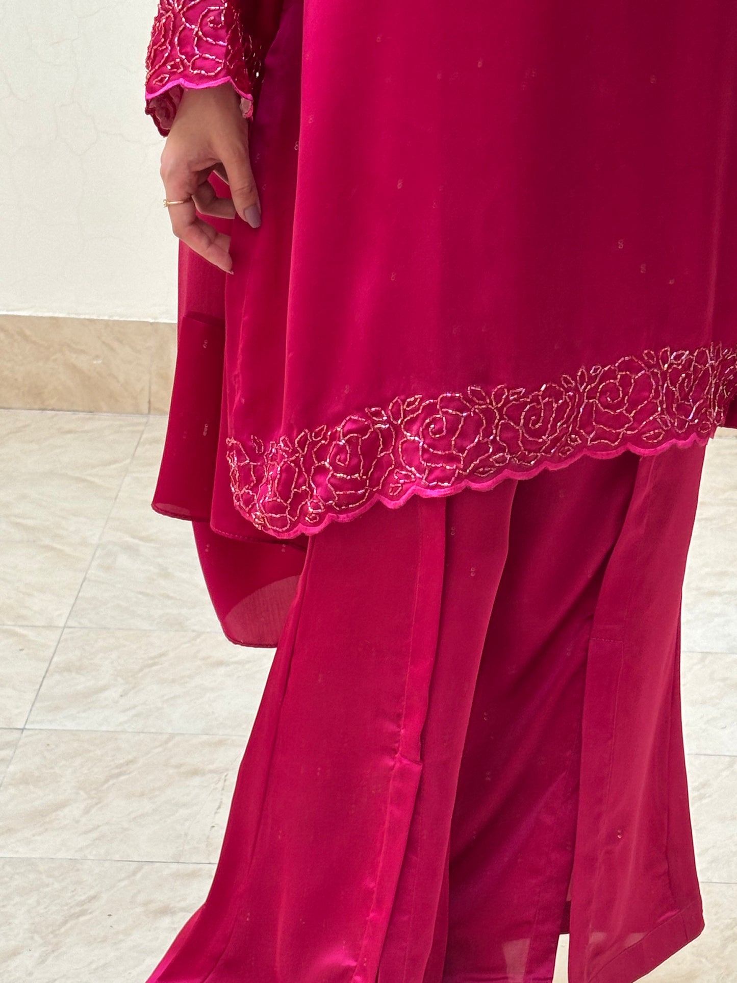 3pc Hand Embroidered Silk Suit- Barbie Girl