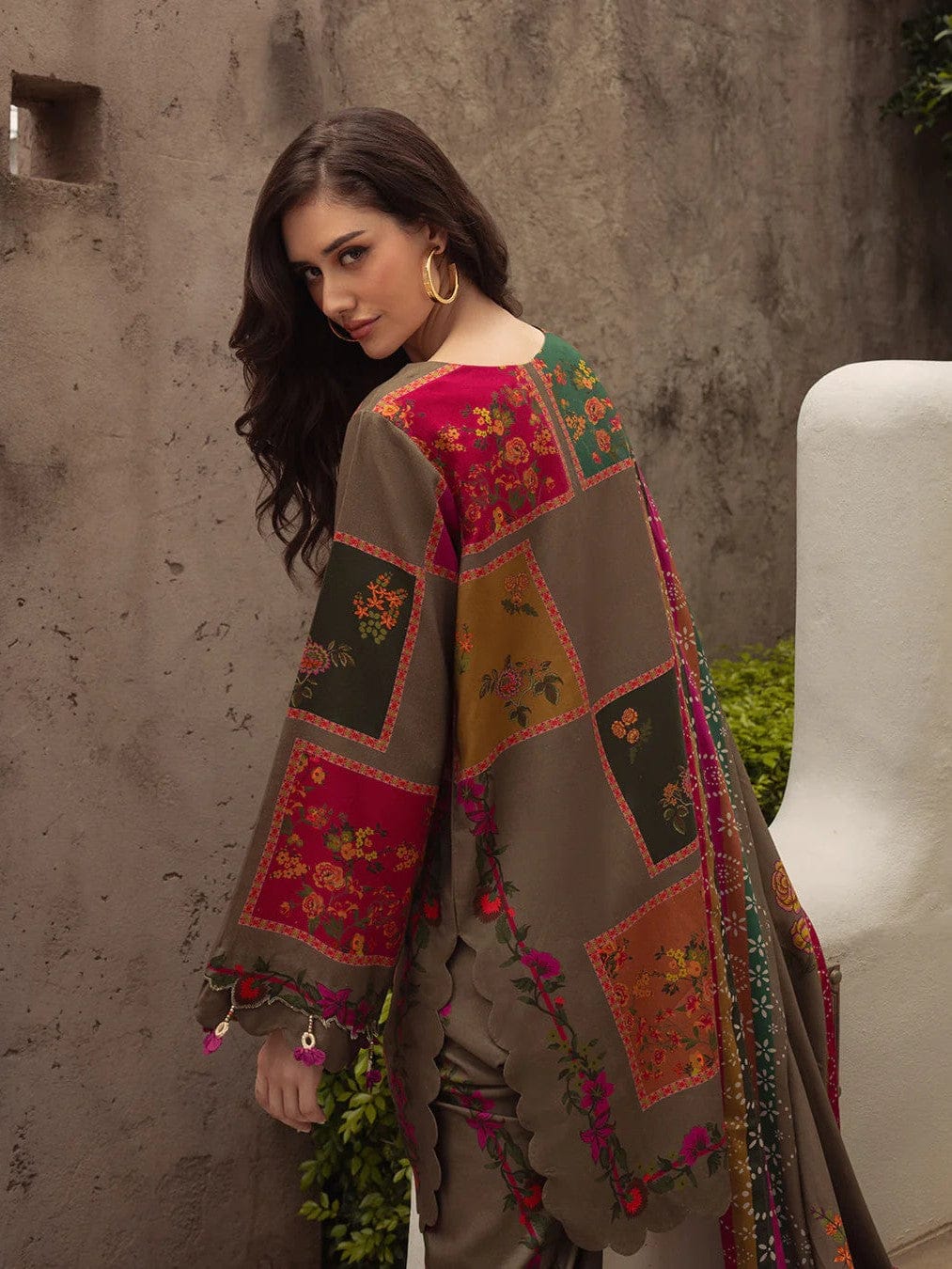 3 piece printed Grip Silk suit- Rangreza