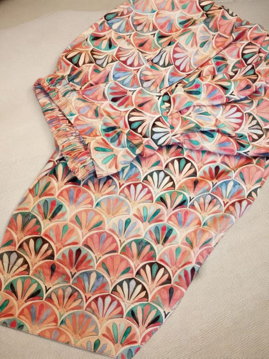 2 pc printed farshi shalwar kameez in stone linen- Lily