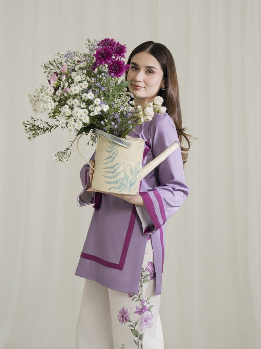 3 piece printed Grip Silk suit- Lila Bloom