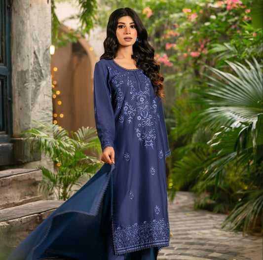 3-PC Embroidered Premium linen- Husn