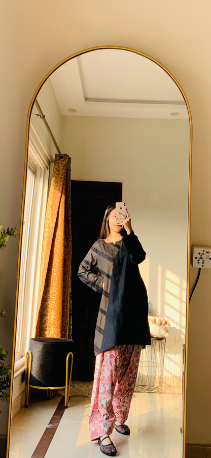 2-PC printed farshi shalwar kameez | Stone linen Marble