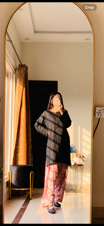 2-PC printed farshi shalwar kameez | Stone linen Marble