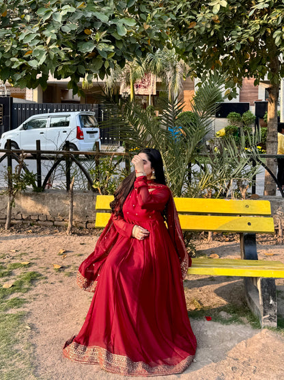 3pc Anarkali Pishwas - Laal ishq