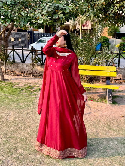 3pc Anarkali Pishwas - Laal ishq