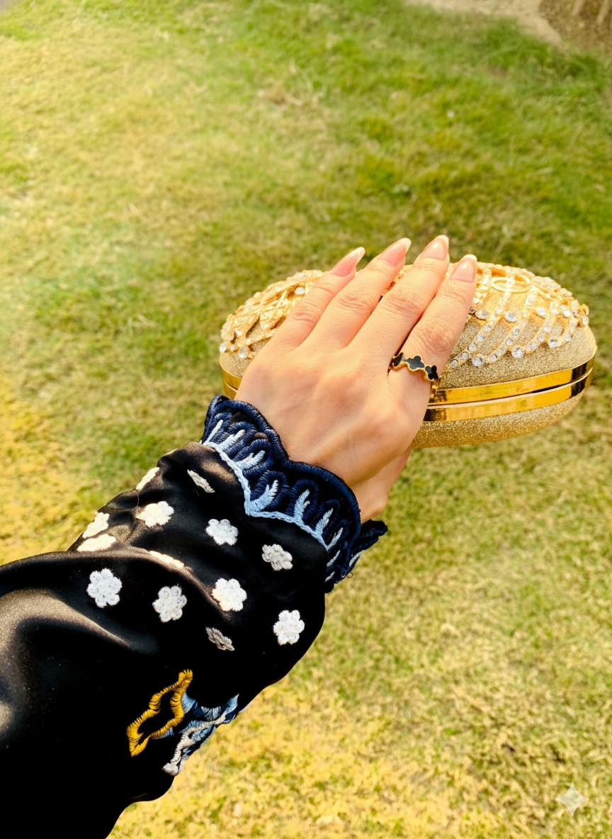 3-PC Silk kaftan - Black Swan