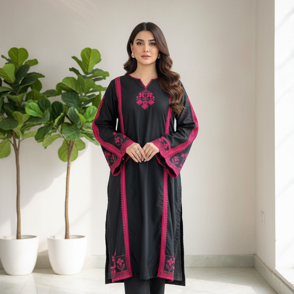 2 pc fully embroidered stone linen suit - kala jora