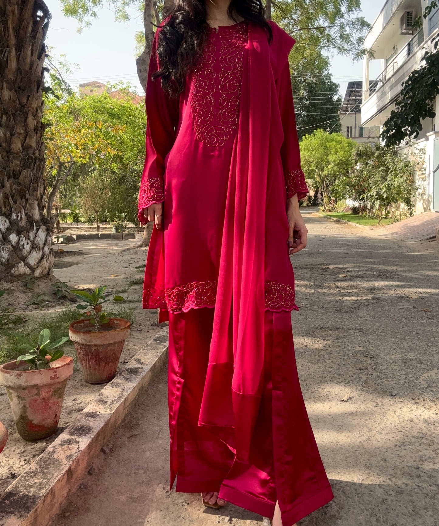 3pc Hand Embroidered Silk Suit- Barbie Girl