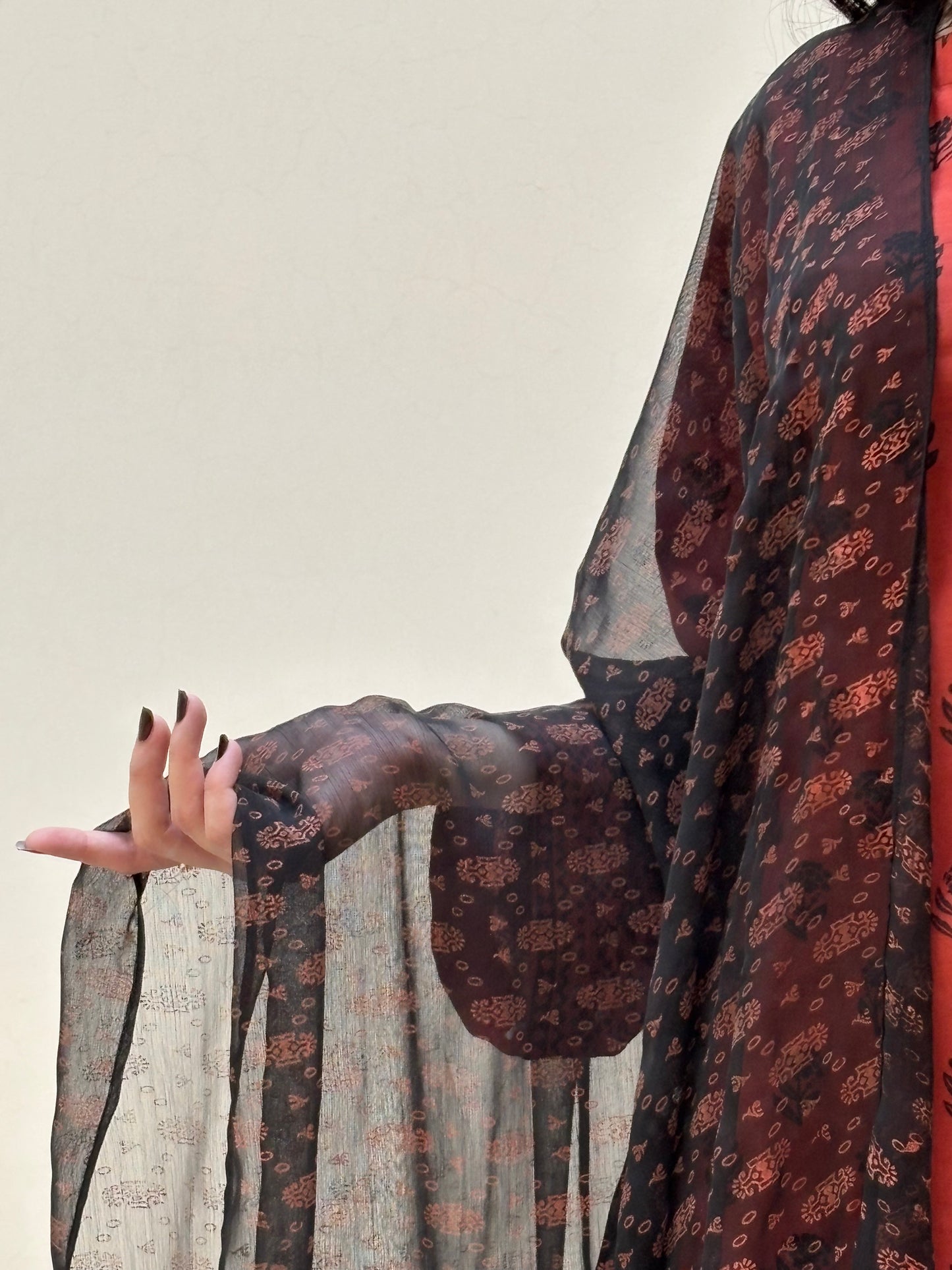 Lawn stitched 3 pc Block printed suit- Rusty