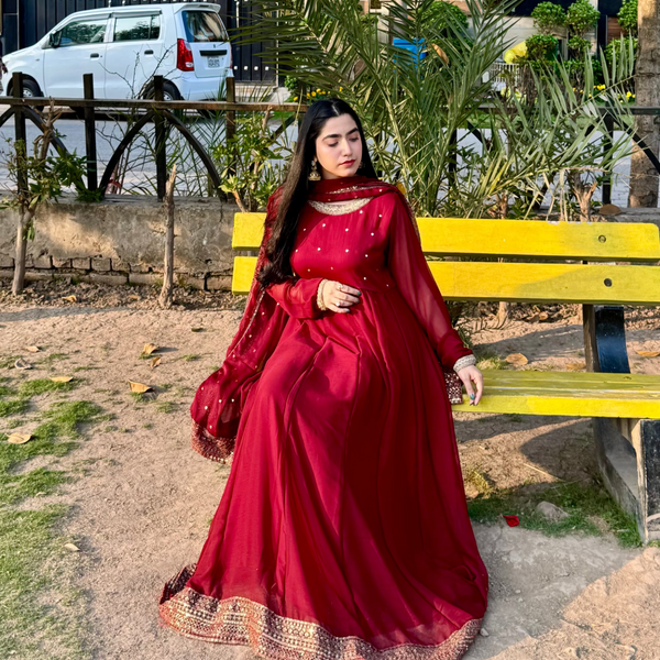 3pc Anarkali Pishwas - Laal ishq