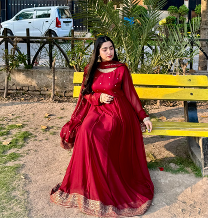 3pc Anarkali Pishwas - Laal ishq