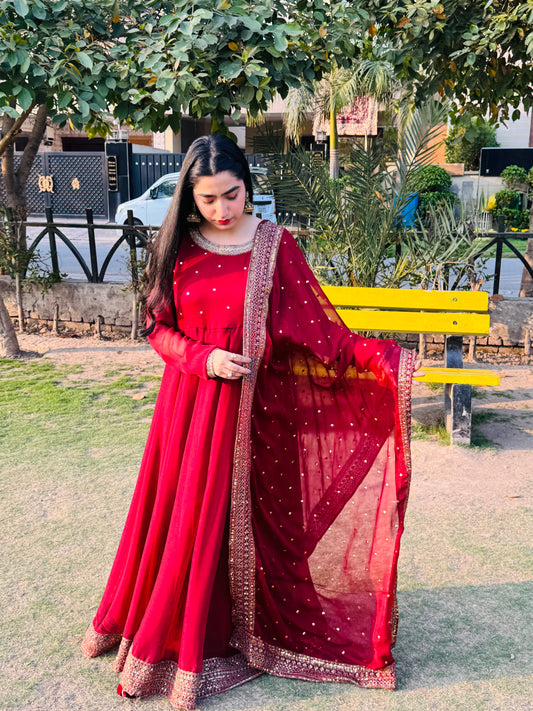 3pc Anarkali Pishwas - Laal ishq