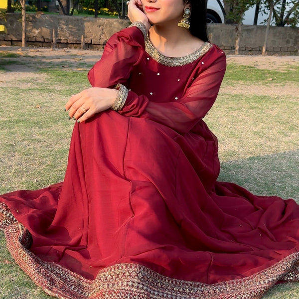 3pc Anarkali Pishwas - Laal ishq