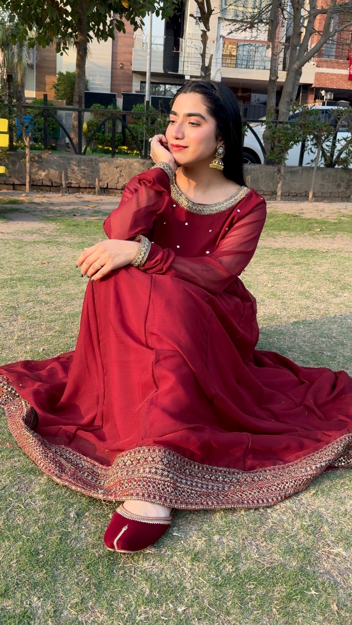 3pc Anarkali Pishwas - Laal ishq