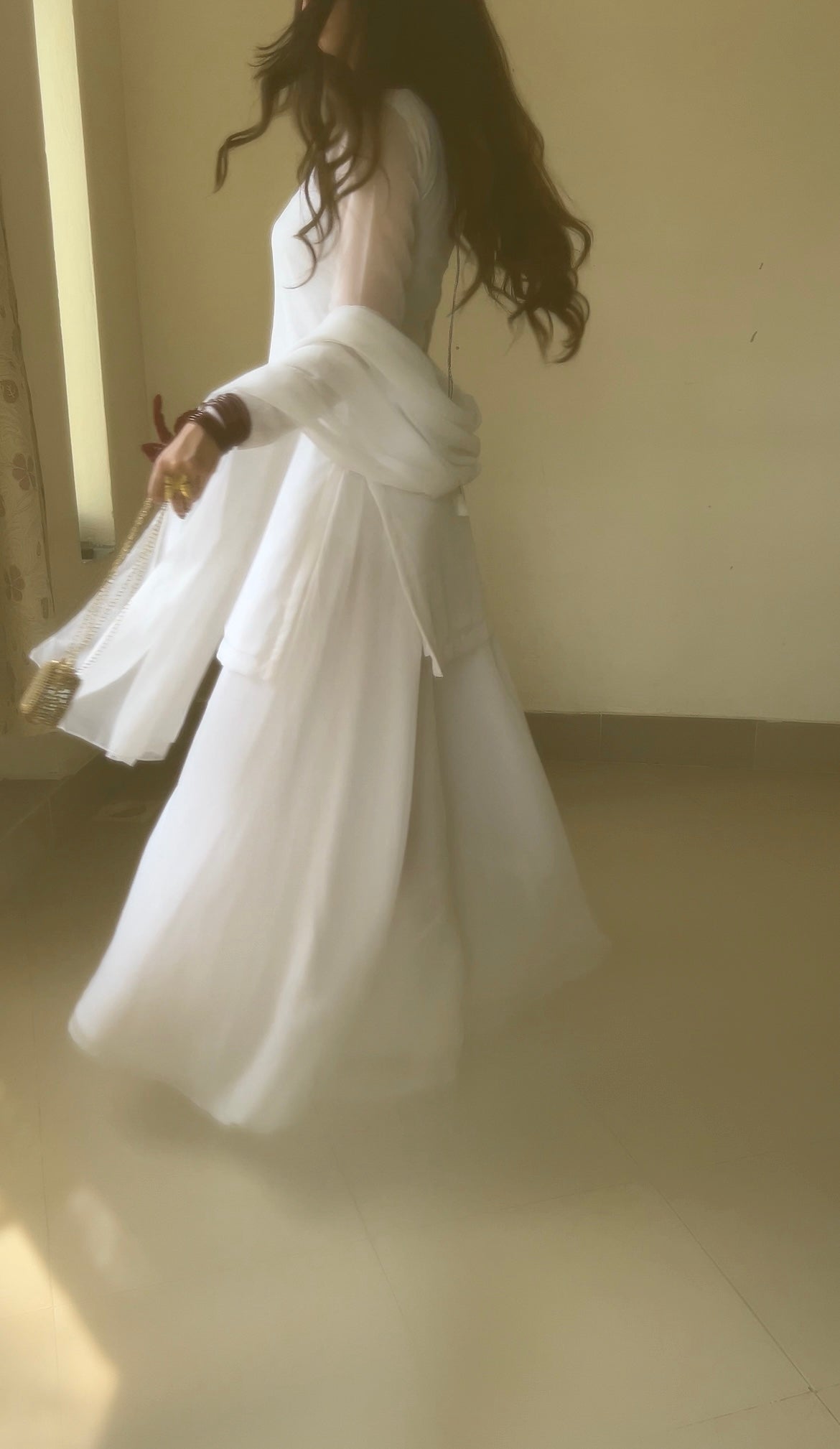 3pc Hand pure white Chiffon suit- SAJAL