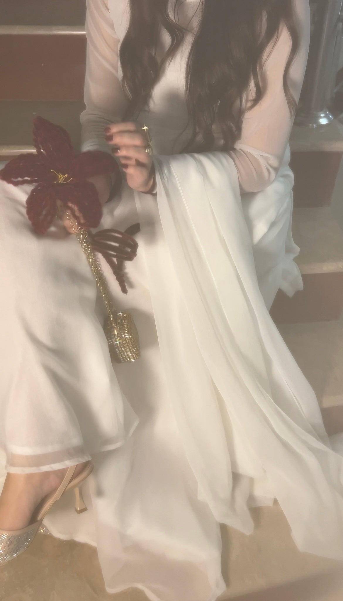 3pc Hand pure white Chiffon suit- SAJAL