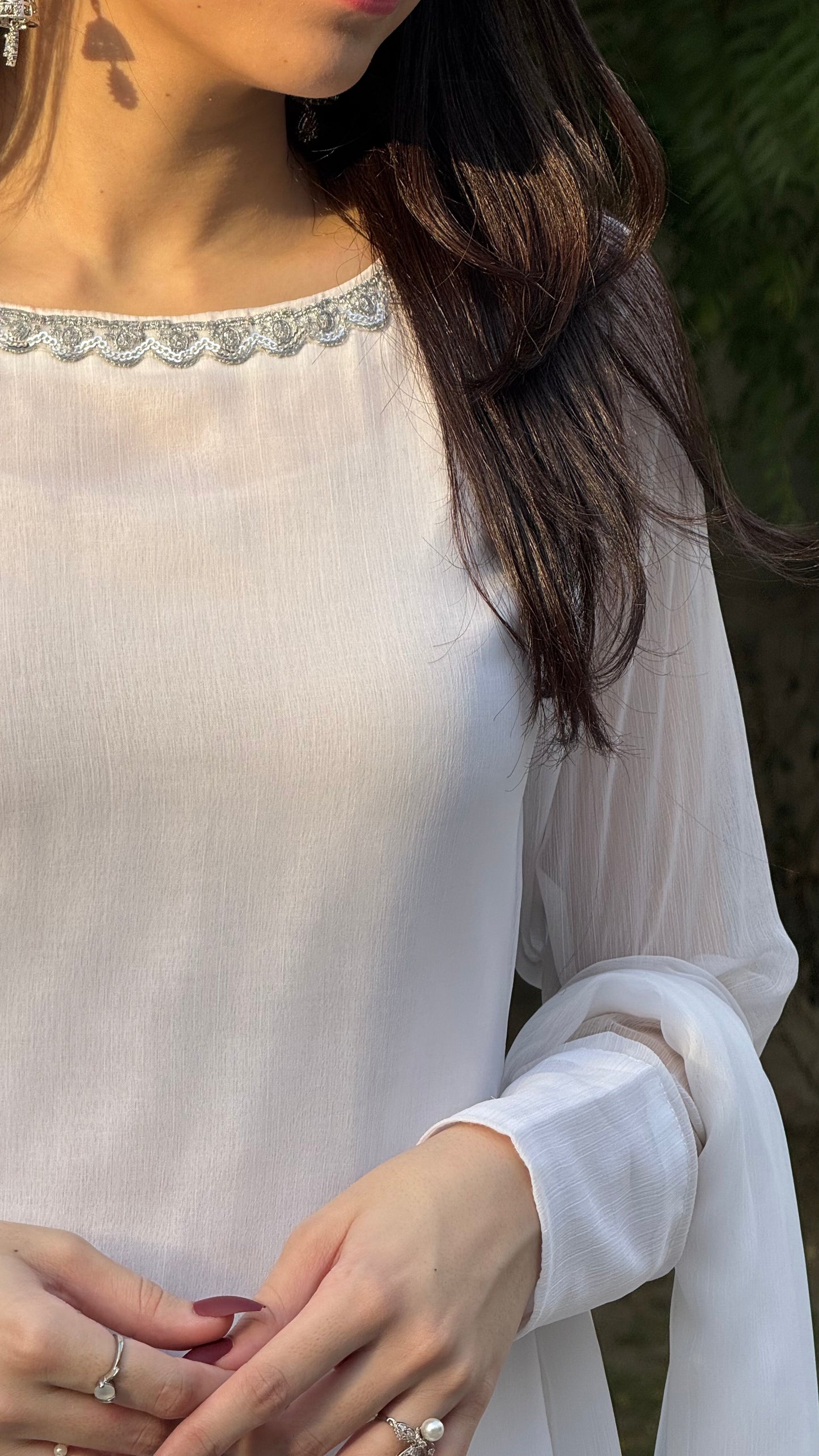 3pc white chiffon suit- SAJAL