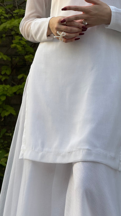 3pc white chiffon suit- SAJAL