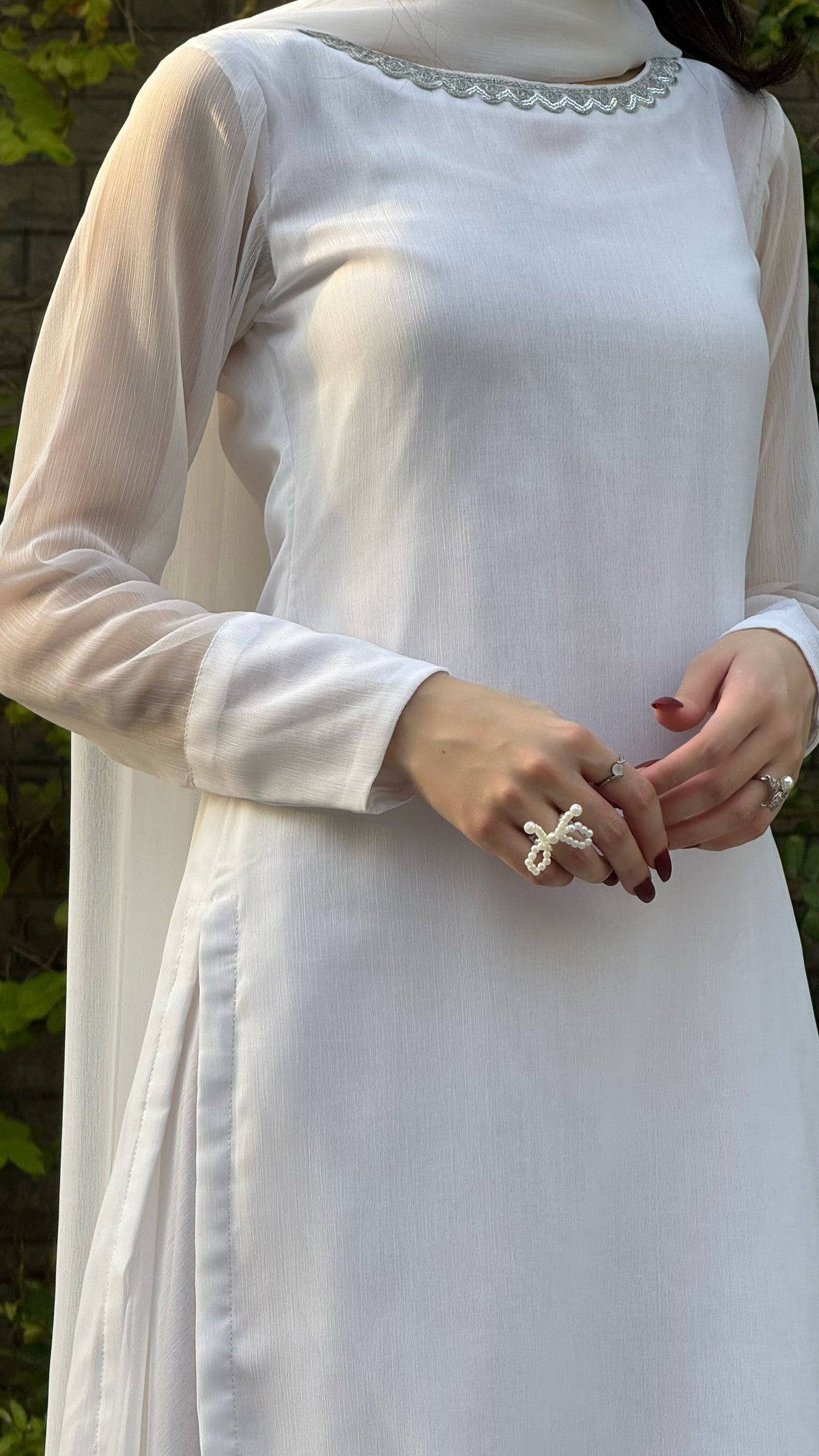 3pc white chiffon suit- SAJAL
