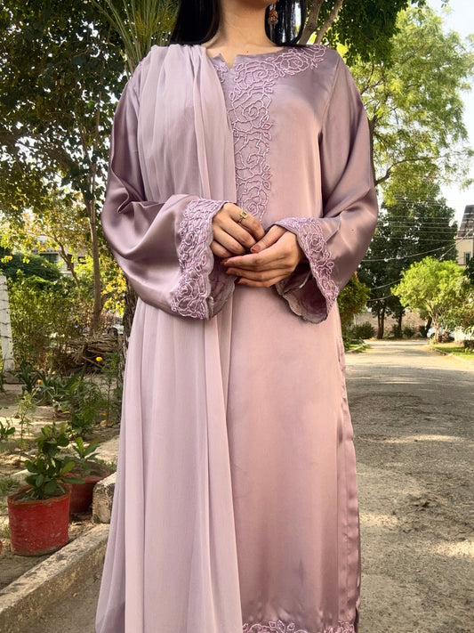 3pc Hand Embroidered Silk Suit- Lilac Lovlies