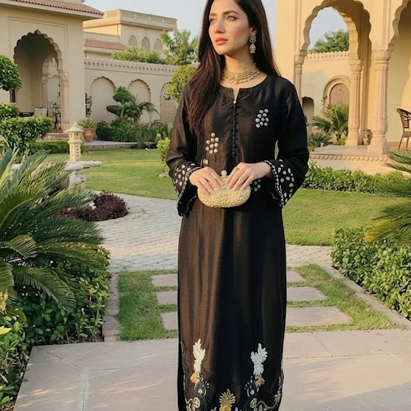 3-PC Silk kaftan - Black Swan