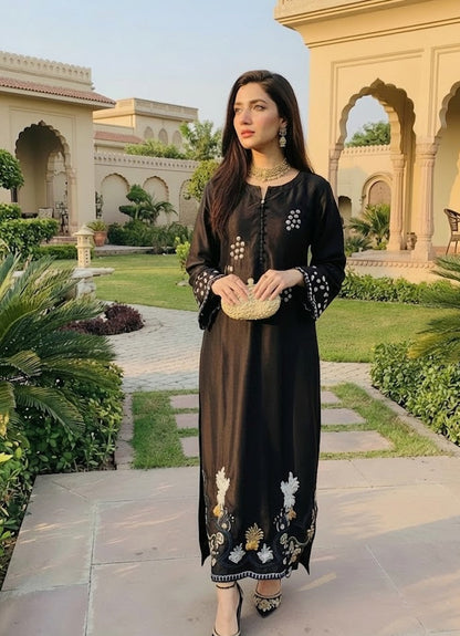 3-PC Silk kaftan - Black Swan