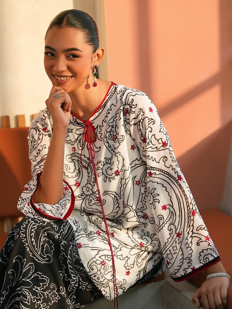 3 piece printed Grip Silk suit- Eternity