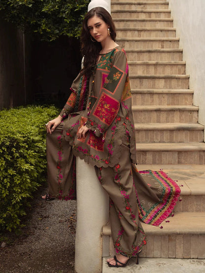 3 piece printed Grip Silk suit- Rangreza