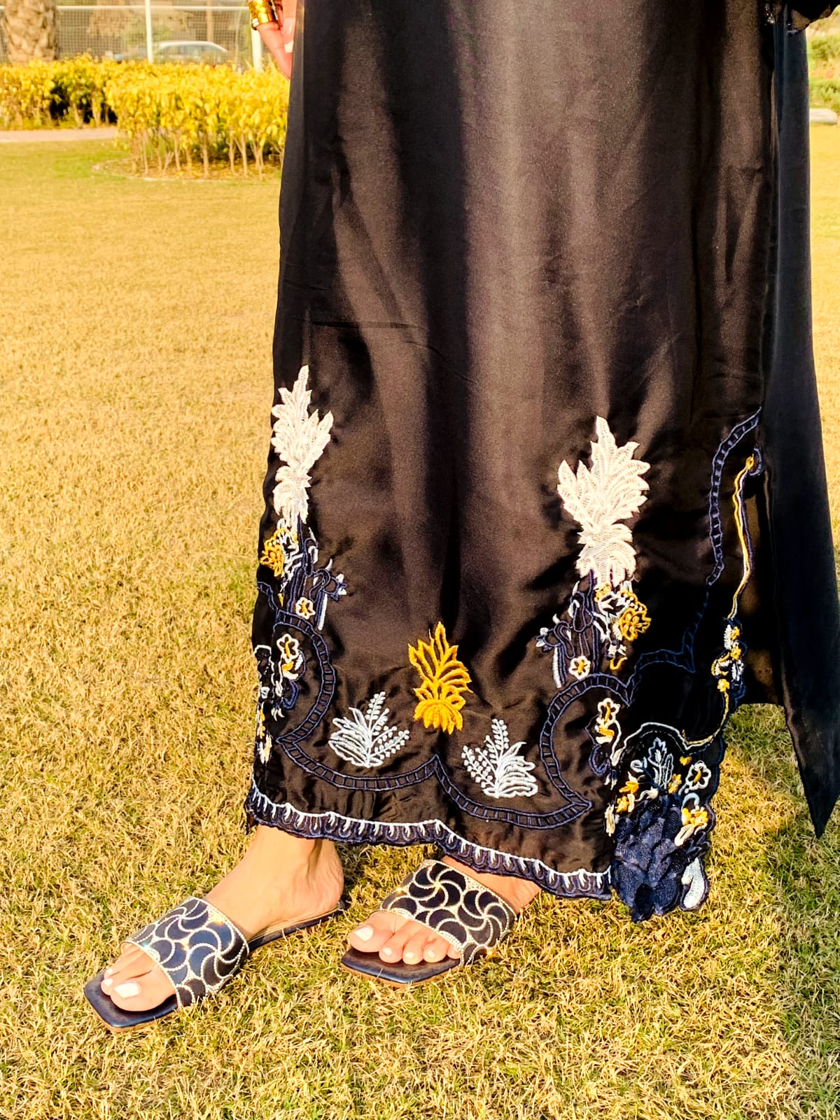 3-PC Silk kaftan - Black Swan