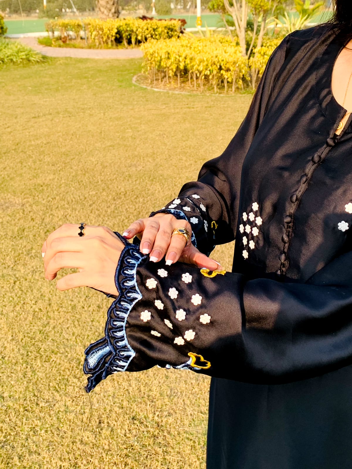 3-PC Silk kaftan - Black Swan