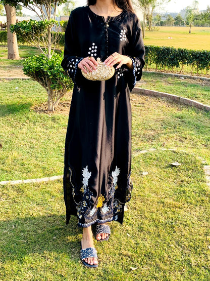 3-PC Silk kaftan - Black Swan