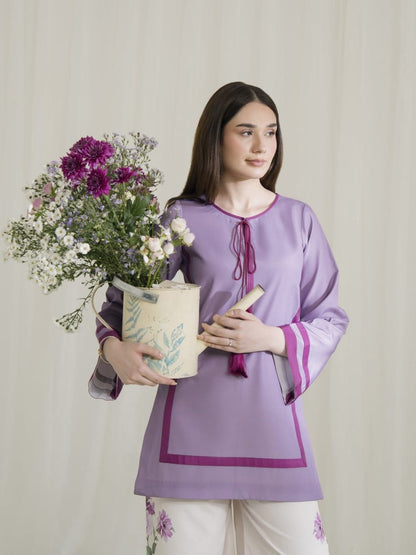 3 piece printed Grip Silk suit- Lila Bloom