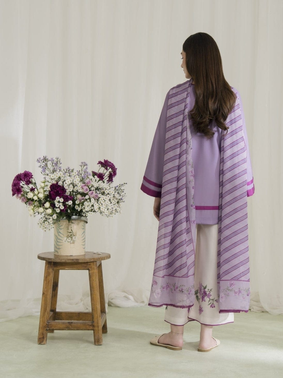 3 piece printed Grip Silk suit- Lila Bloom