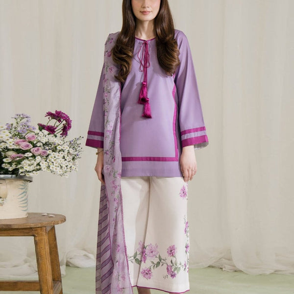 3 piece printed Grip Silk suit- Lila Bloom