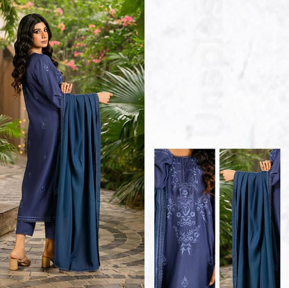 3-PC Embroidered Premium linen- Husn