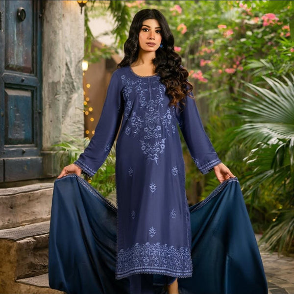 3-PC Embroidered Premium linen- Husn