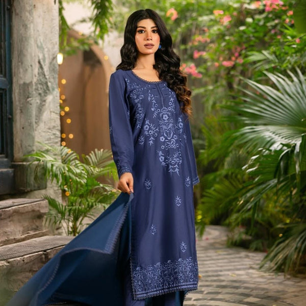 3-PC Embroidered Premium linen- Husn