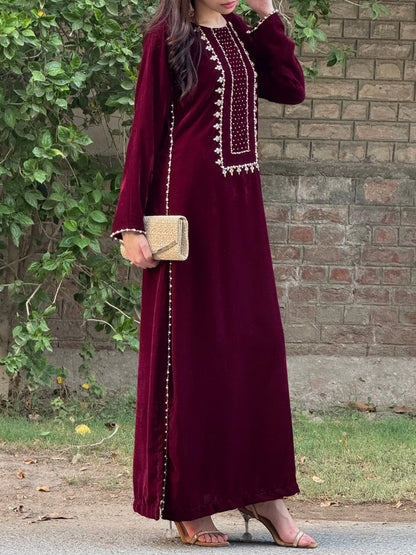 3pc Hand Embroidered Velvet kaftaan suit- DIVA