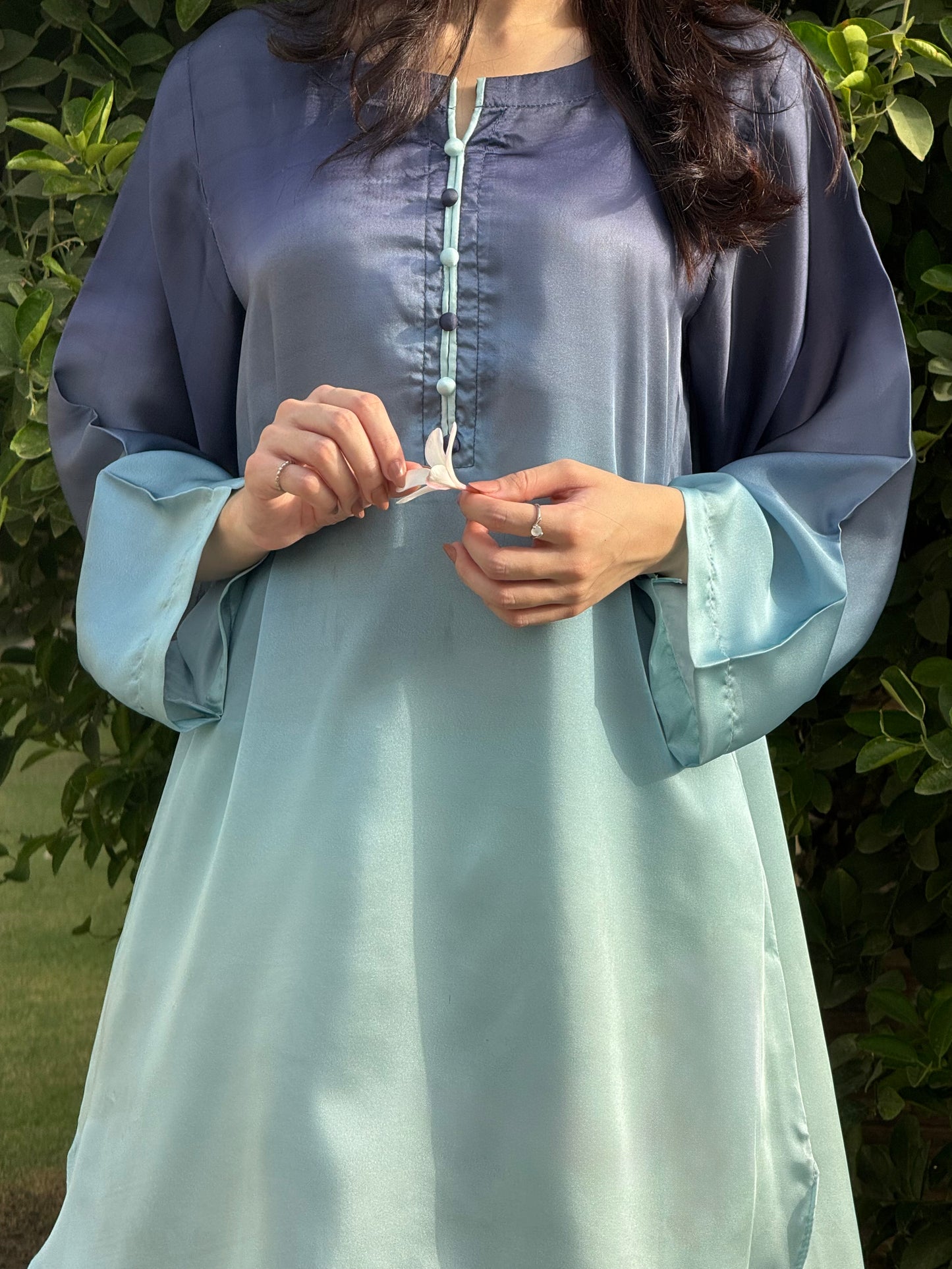 Silk stitched 2 pc shalwar suit- Peacock