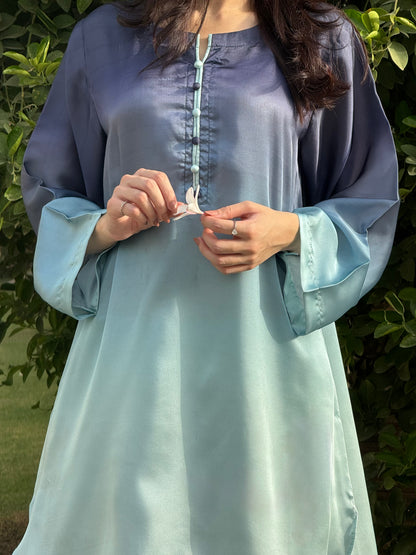 Silk stitched 2 pc shalwar suit- Peacock