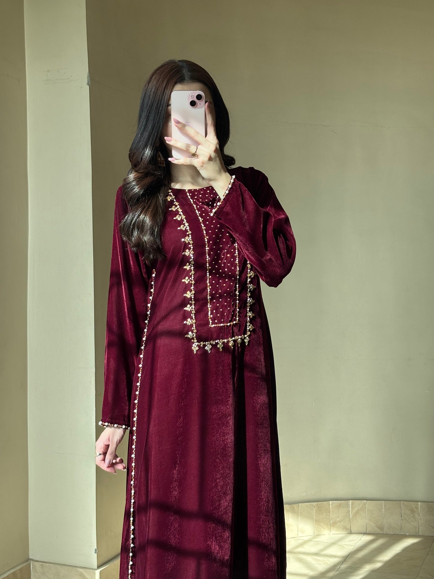 3pc Hand Embroidered Velvet kaftaan suit- DIVA
