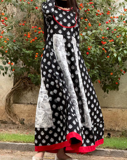 Lawn stitched 2 pc Anarkali frock- Rani