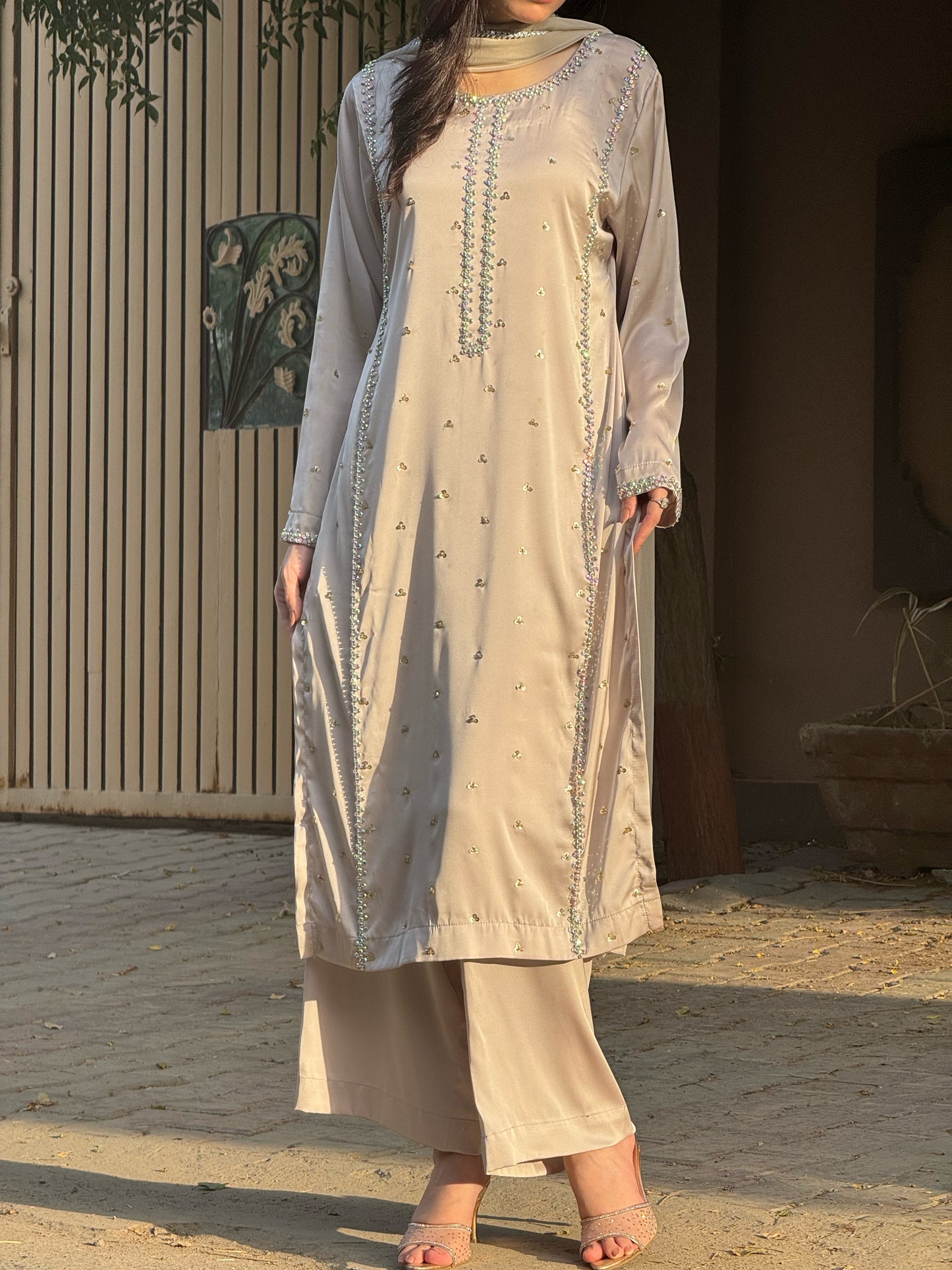 3pc Muse hand work stitched suit- Shine