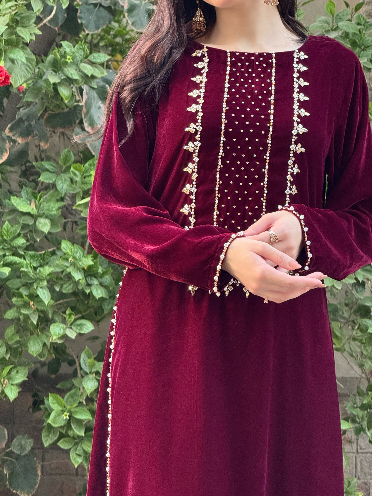 3pc Hand Embroidered Velvet kaftaan suit- DIVA