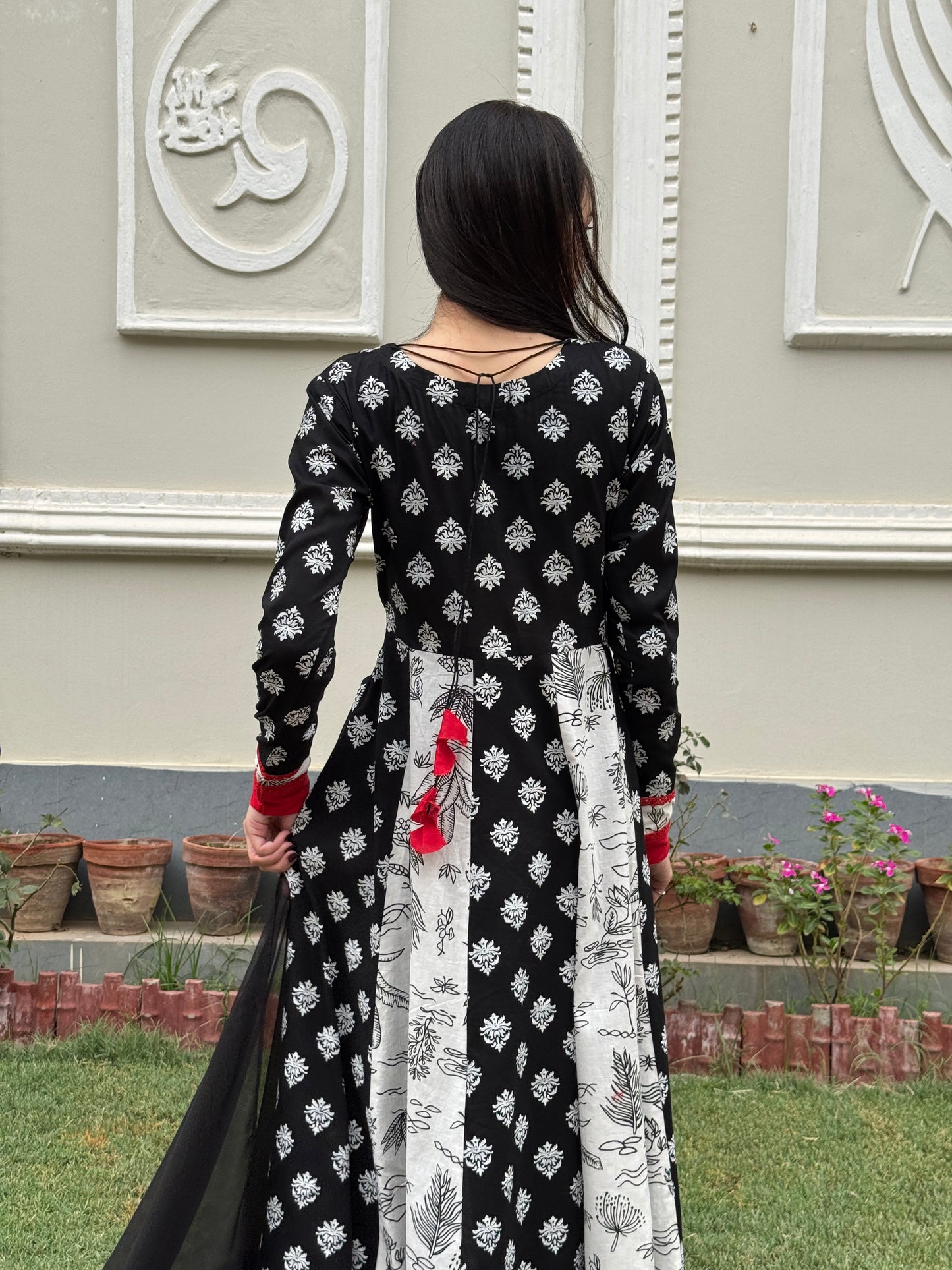 Lawn stitched 2 pc Anarkali frock- Rani