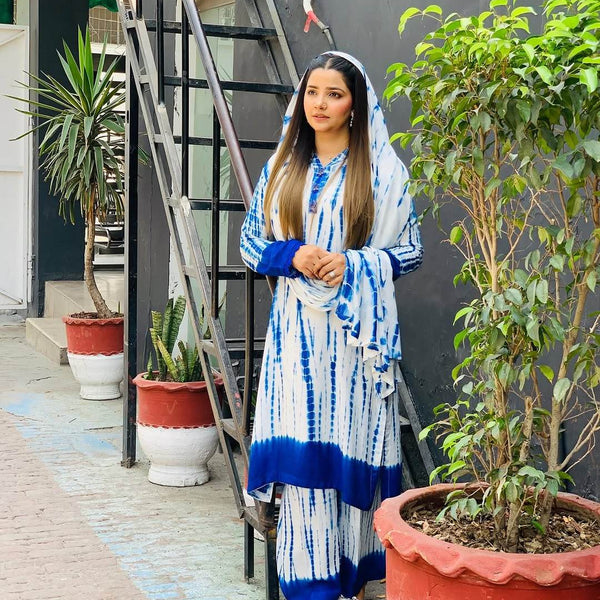 Tie and dye 3 pc Summer linen suit- Beach - Ushams Clothing