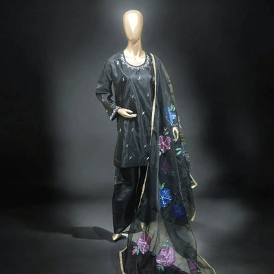 3 pc farshi shalwar suit- kala jora - Ushams Clothing