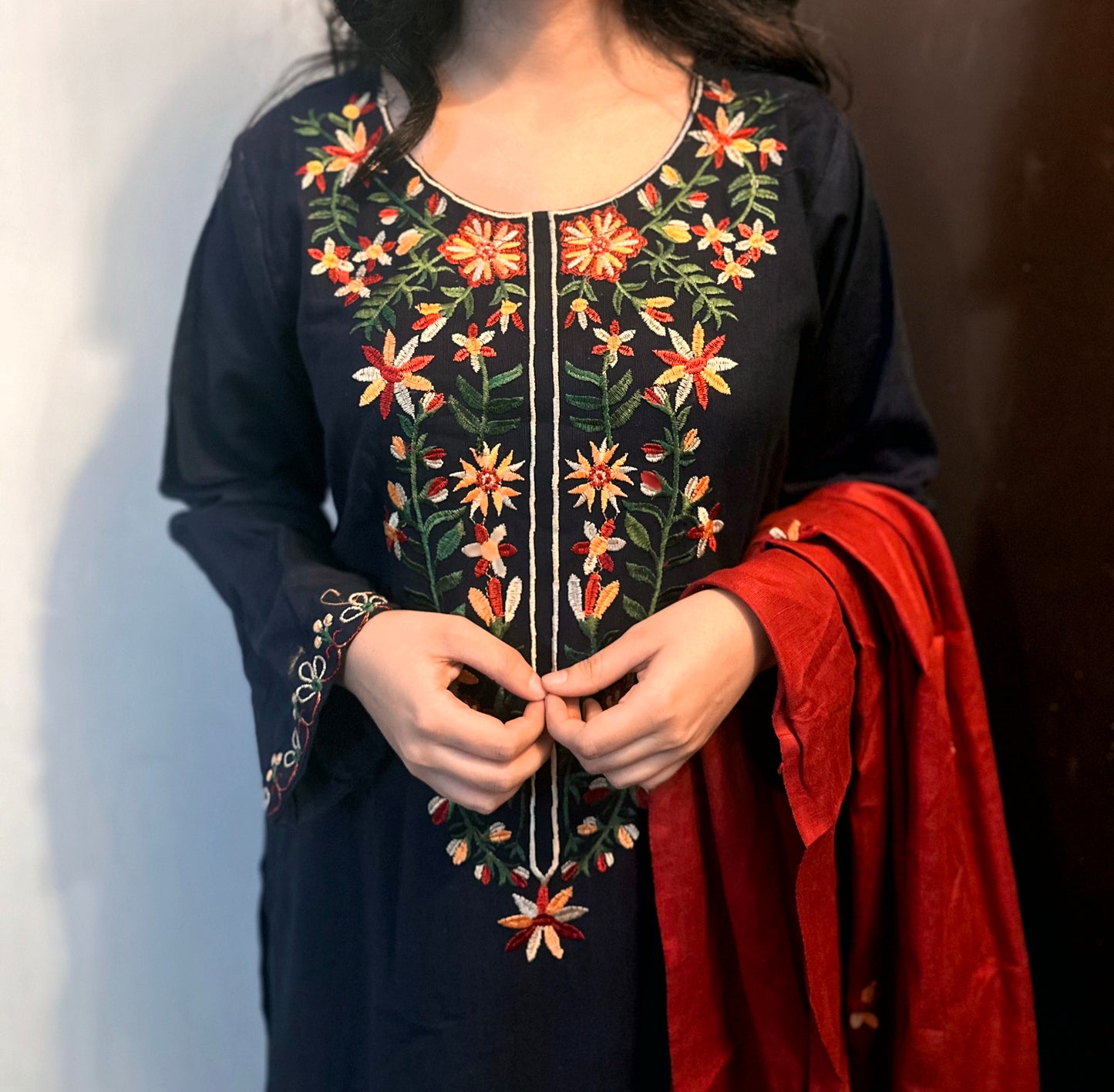 3-PC Embroidered Premium Khaddar suit- Baagh