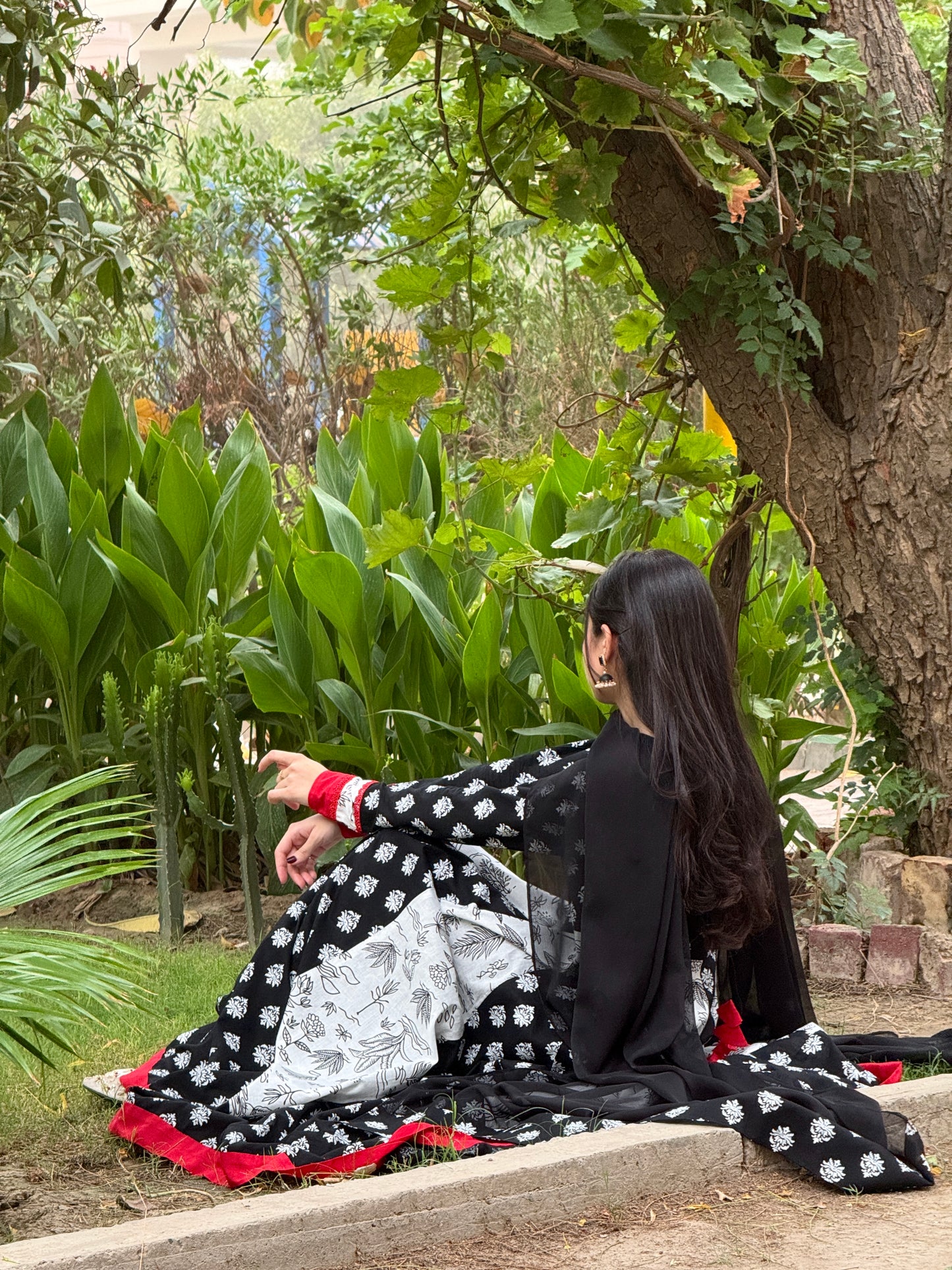 Lawn stitched 2 pc Anarkali frock- Rani