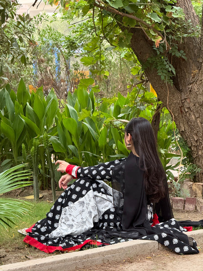 Lawn stitched 2 pc Anarkali frock- Rani